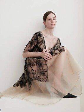 byVarga Lea Silk Organza Lace Corset Midi Dress SZ 8 UK/ SZ 4 US NEW
